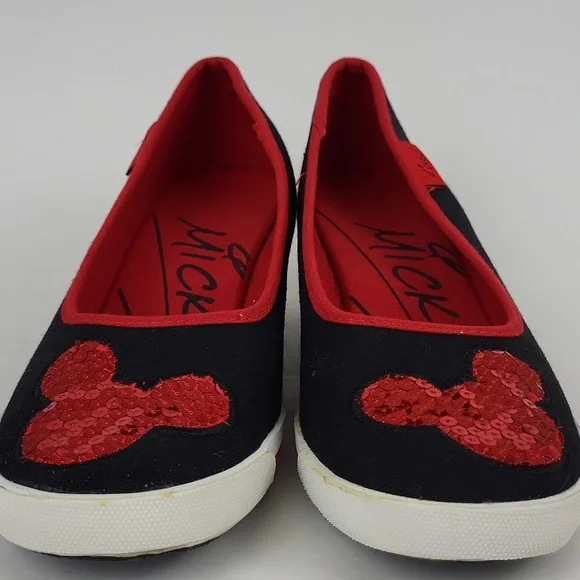 Disney Mickey Mouse Wedge Shoes Sequins and Canvas Size 9 - Picture 3 of 12